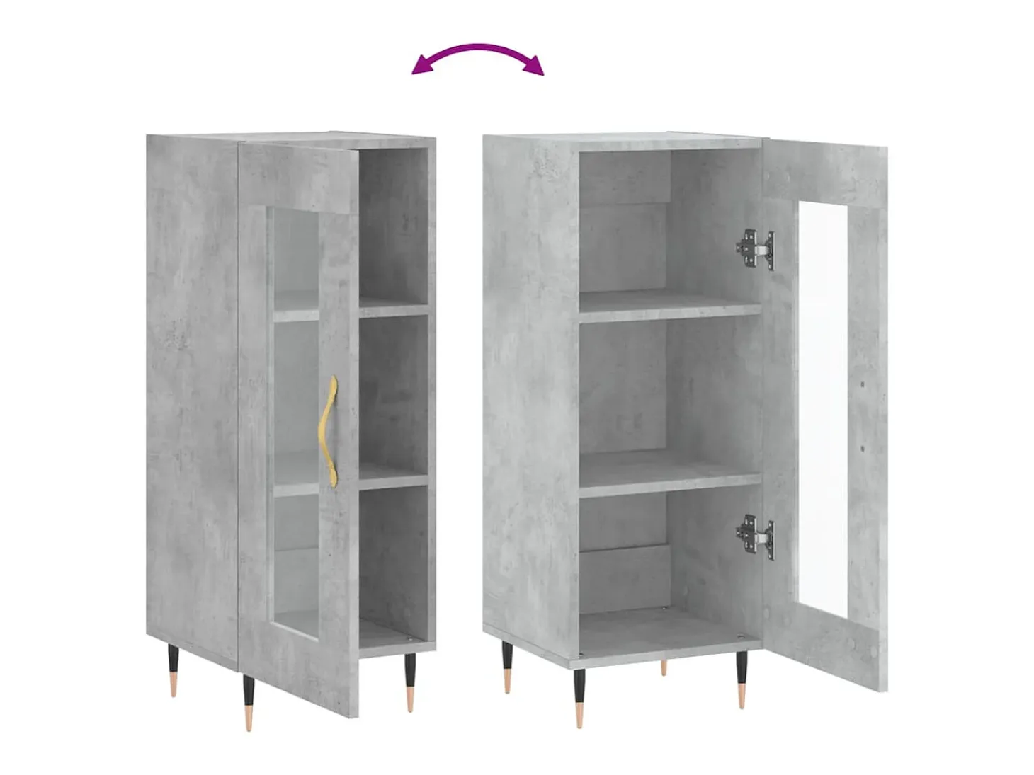 Aparador buffet cómoda mueble mueble de almacenaje organizador cocina salón salón 34,5 x 34 x 90 cm madera contrachapada gris 02_0031888