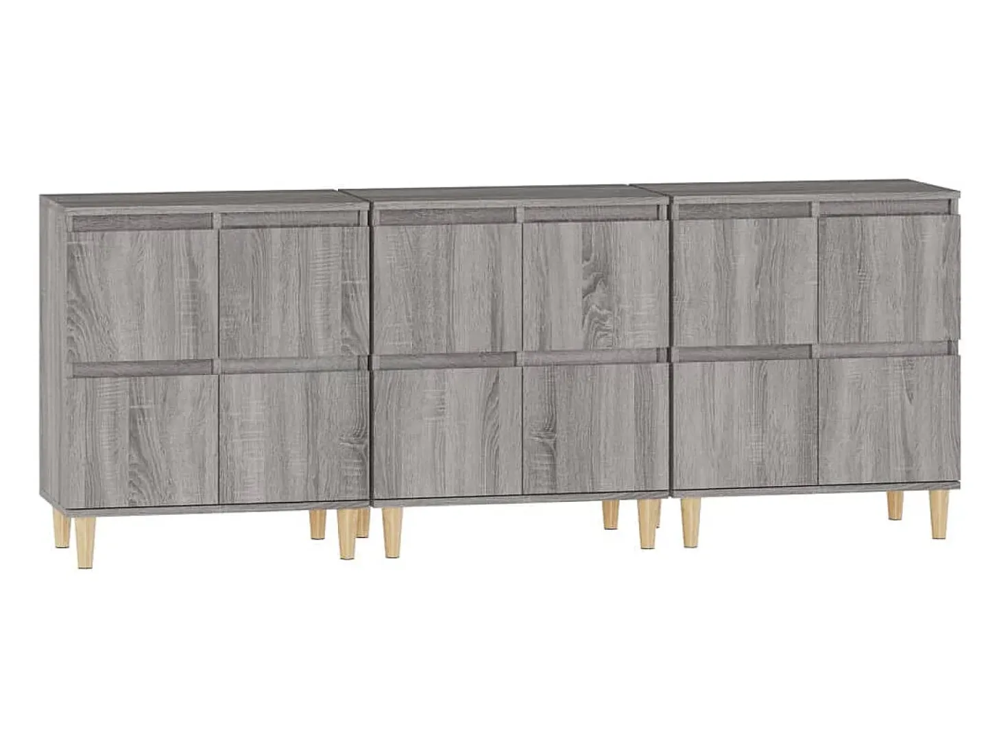 Aparador buffet cómoda mueble unidad de almacenamiento organizador cocina salón salón 3 piezas sonoma 60 x 35 x 70 cm madera contrachapada gris 02_0037170