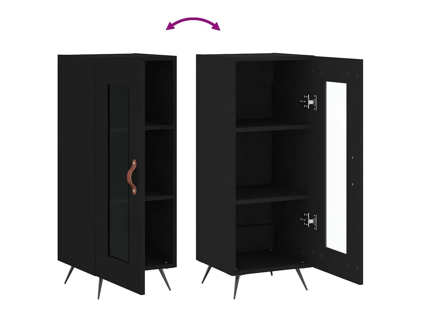 Aparador buffet cómoda mueble mueble de almacenaje organizador cocina salón salón 34,5 x 34 x 90 cm madera contrachapada negra 02_0035905