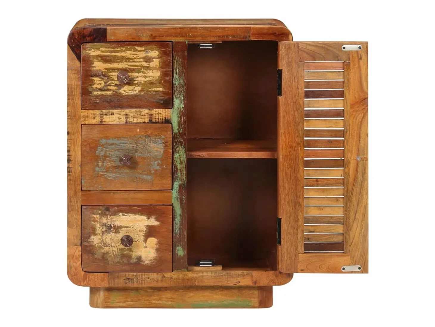 Aparador buffet cómoda mueble mueble organizador cocina salón salón con 3 cajones 55 x 30 x 70 cm madera maciza reciclada multicolor 02_0029736