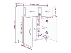 Aparador buffet cómoda mueble mueble de almacenaje organizador cocina salón salón 69,5 x 34 x 90 cm madera contrachapada negra 02_0036066