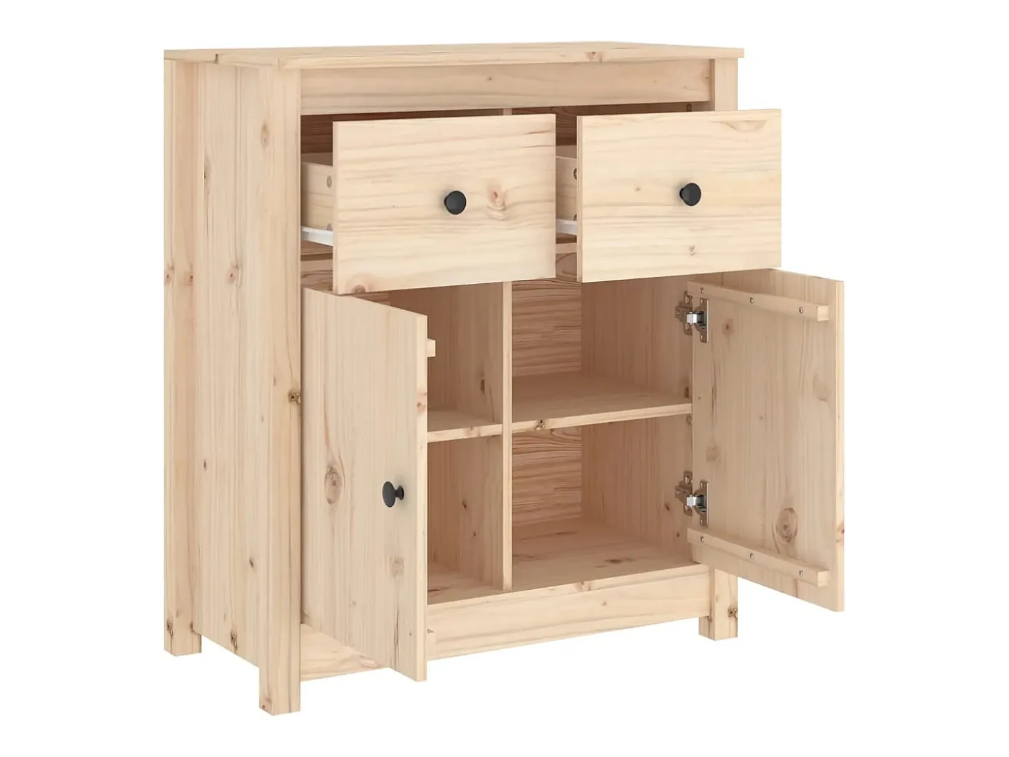 Aparador buffet cómoda mueble almacenaje organizador cocina salón salón 70 x 35 x 80 cm macizo pino negro marrón 02_0029647