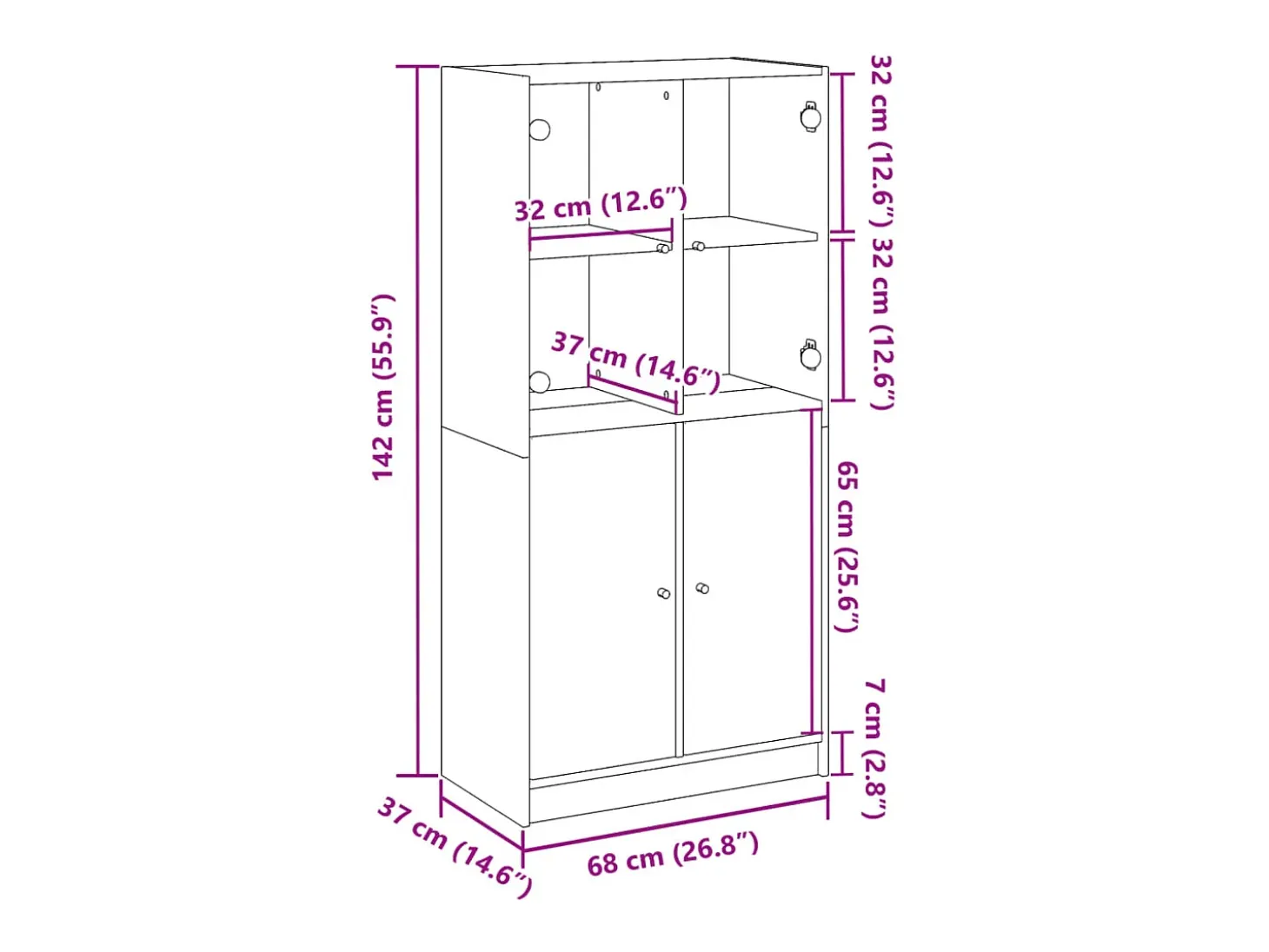 Aparador buffet cómoda mueble almacenaje organizador cocina salón salón alto con puertas hecho a mano madera contrachapada marrón 02_0032229