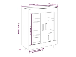 Aparador buffet cómoda mueble mueble de almacenaje organizador cocina salón salón 69,5 x 34 x 90 cm madera contrachapada gris 02_0032038