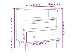 Aparador buffet cómoda mueble mueble de almacenamiento organizador cocina salón salón aspecto ratán 80 x 40 x 80 cm madera maciza de pino blanco 02_0036225