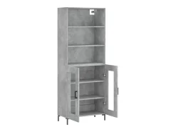 Aparador buffet cómoda mueble mueble de almacenaje organizador cocina salón salón alto 69,5 x 34 x 180 cm madera contrachapada gris 02_0034568