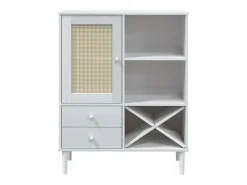 Aparador buffet cómoda mueble mueble de almacenaje organizador cocina salón salón aspecto ratán 90 x 40 x 112 cm madera maciza de pino blanco 02_0036228