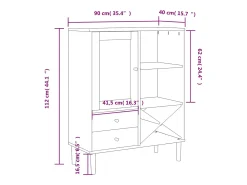 Aparador buffet cómoda mueble mueble de almacenaje organizador cocina salón salón aspecto ratán 90 x 40 x 112 cm madera maciza de pino blanco 02_0036228