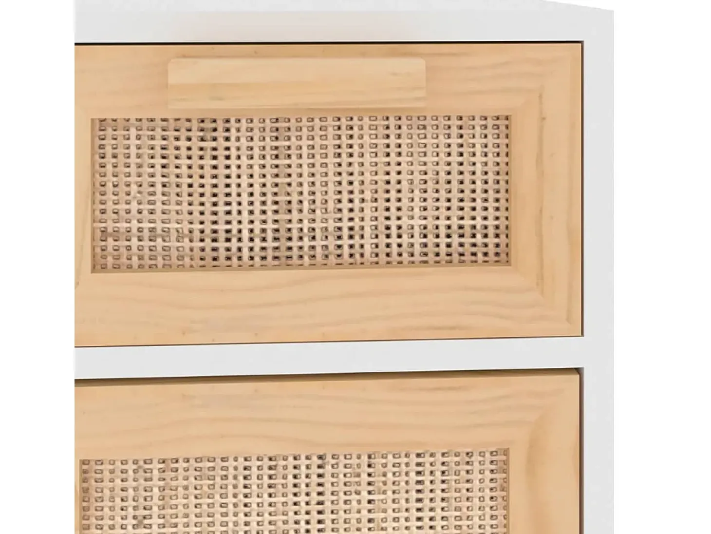 Aparador buffet cómoda mueble mueble organizador cocina salón salón 60 x 30 x 75 cm madera maciza de pino y ratán blanco natural 02_0030338