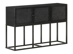 Aparador buffet cómoda mueble almacenaje organizador cocina salón salón 115 x 30 x 76 cm madera maciza de mango negro 02_0029526