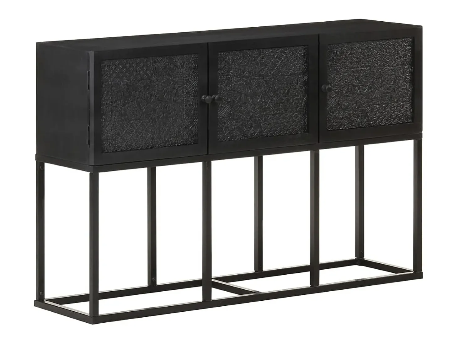 Aparador buffet cómoda mueble almacenaje organizador cocina salón salón 115 x 30 x 76 cm madera maciza de mango negro 02_0029526