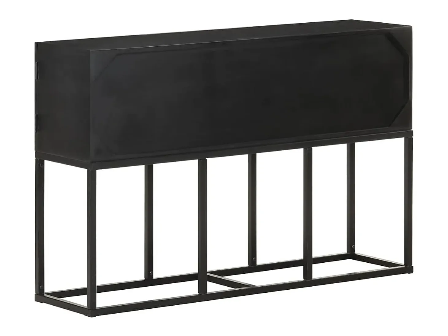 Aparador buffet cómoda mueble almacenaje organizador cocina salón salón 115 x 30 x 76 cm madera maciza de mango negro 02_0029526