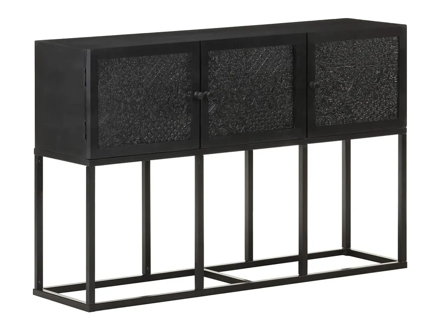 Aparador buffet cómoda mueble almacenaje organizador cocina salón salón 115 x 30 x 76 cm madera maciza de mango negro 02_0029526