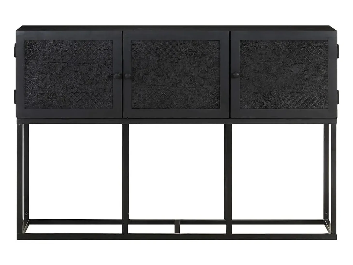 Aparador buffet cómoda mueble almacenaje organizador cocina salón salón 115 x 30 x 76 cm madera maciza de mango negro 02_0029526