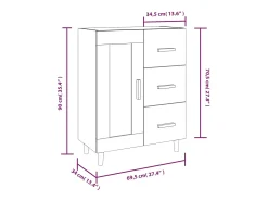 Aparador buffet cómoda mueble almacenaje organizador cocina salón salón 69,5 x 34 x 90 cm madera contrachapada marrón 02_0031376