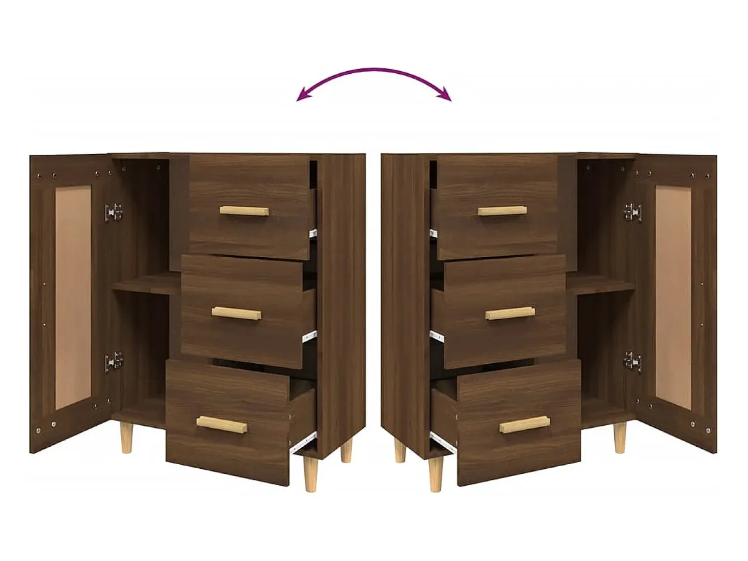 Aparador buffet cómoda mueble almacenaje organizador cocina salón salón 69,5 x 34 x 90 cm madera contrachapada marrón 02_0031376