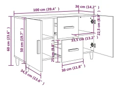 Aparador buffet cómoda mueble mueble de almacenaje organizador cocina salón salón 100 x 36 x 60 cm madera contrachapada marrón 02_0030837
