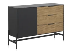 Aparador chapado en madera de fresno color negro con puertas en natural