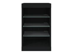 Aparador Cómoda Armario Armario Organizador Cocina Salón Salón con Luces LED 41 x 37 x 67 cm Negro 02_0030038