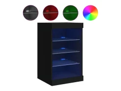 Aparador Cómoda Armario Armario Organizador Cocina Salón Salón con Luces LED 41 x 37 x 67 cm Negro 02_0030038