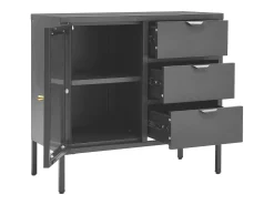 Aparador cómoda armario mueble organizador cocina salón salón 75 x 35 x 70 cm acero y vidrio templado antracita 02_0029711