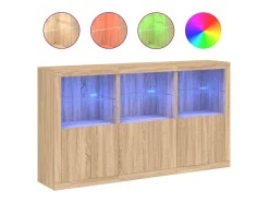 Aparador cómoda armario mueble organizador cocina salón salón con luces LED sonoma 181,5 x 37 x 100 cm marrón 02_0029948