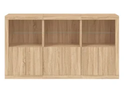 Aparador cómoda armario mueble organizador cocina salón salón con luces LED sonoma 181,5 x 37 x 100 cm marrón 02_0029948