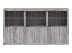 Aparador cómoda armario mueble organizador cocina salón salón con luces LED sonoma 181,5 x 37 x 100 cm gris 02_0030062