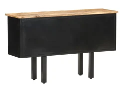 Aparador cómoda armario mueble organizador cocina salón salón 110 x 30 x 65 cm madera maciza de mango en bruto y acero marrón 02_0029509