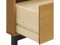 Aparador cómoda armario mueble organizador cocina salón salón con puerta de cristal 80 x 40 x 80 cm madera maciza de pino marrón 02_0030104