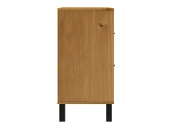 Aparador cómoda armario mueble organizador cocina salón salón con puerta de cristal 80 x 40 x 80 cm madera maciza de pino marrón 02_0030104