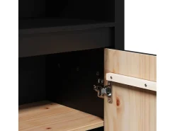 Aparador cómoda cómoda armario mueble organizador cocina salón salón alto 80 x 35 x 154 cm madera maciza de pino negro 02_0035130