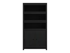 Aparador cómoda cómoda armario mueble organizador cocina salón salón alto 80 x 35 x 154 cm madera maciza de pino negro 02_0035130