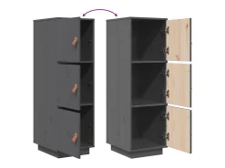 Aparador cómoda cómoda armario mueble organizador cocina salón salón alto 34 x 40 x 108,5 cm madera maciza de pino gris 02_0034224