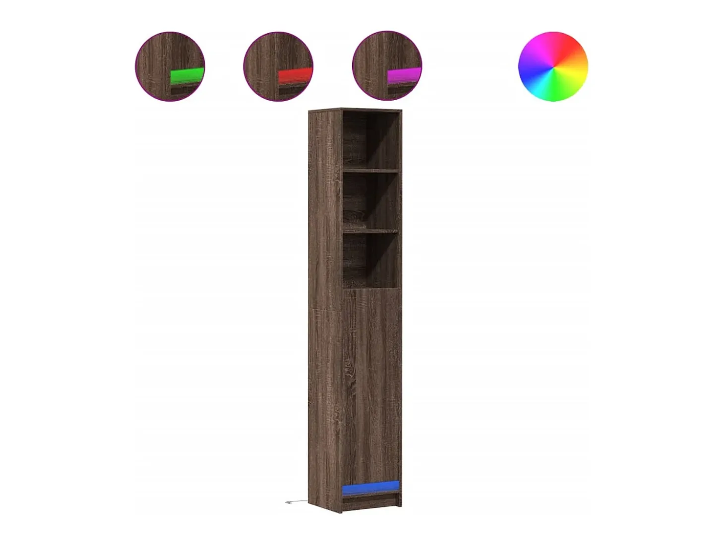 Aparador cómoda cómoda armario mueble organizador cocina salón salón con LED 36 x 32,5 x 200 cm madera contrachapada marrón 02_0029785