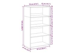 Aparador cómoda cómoda armario mueble organizador cocina salón salón alto 70 x 41 x 124 cm madera contrachapada negro 02_0035123