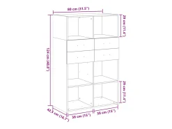 Aparador cómoda cómoda armario mueble organizador cocina salón salón alto 80 x 42,5 x 124 cm madera contrachapada marrón 02_0033561