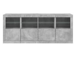Aparador Cómoda Cómoda Armario Unidad de Almacenamiento Organizador Cocina Salón Salón con Luces LED 163 x 37 x 67 cm Gris 02_0029983