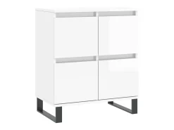 Aparador cómoda cómoda armario mueble organizador cocina salón salón juego de 2 madera contrachapada blanco brillante 02_0036714