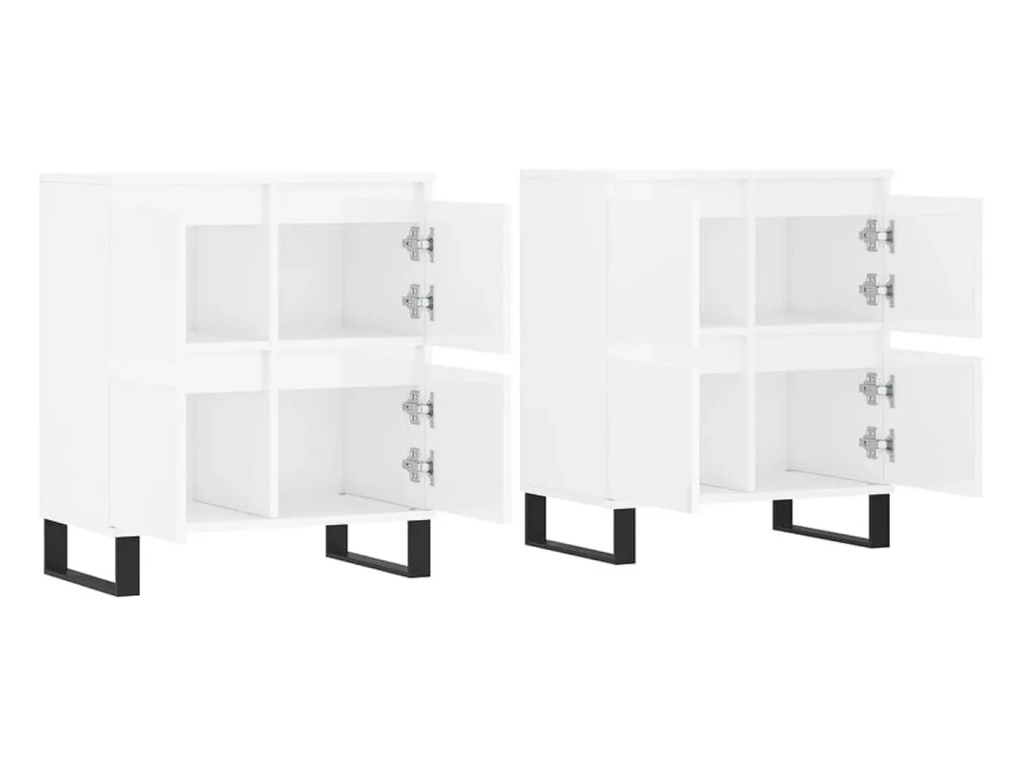 Aparador cómoda cómoda armario mueble organizador cocina salón salón juego de 2 madera contrachapada blanco brillante 02_0036714
