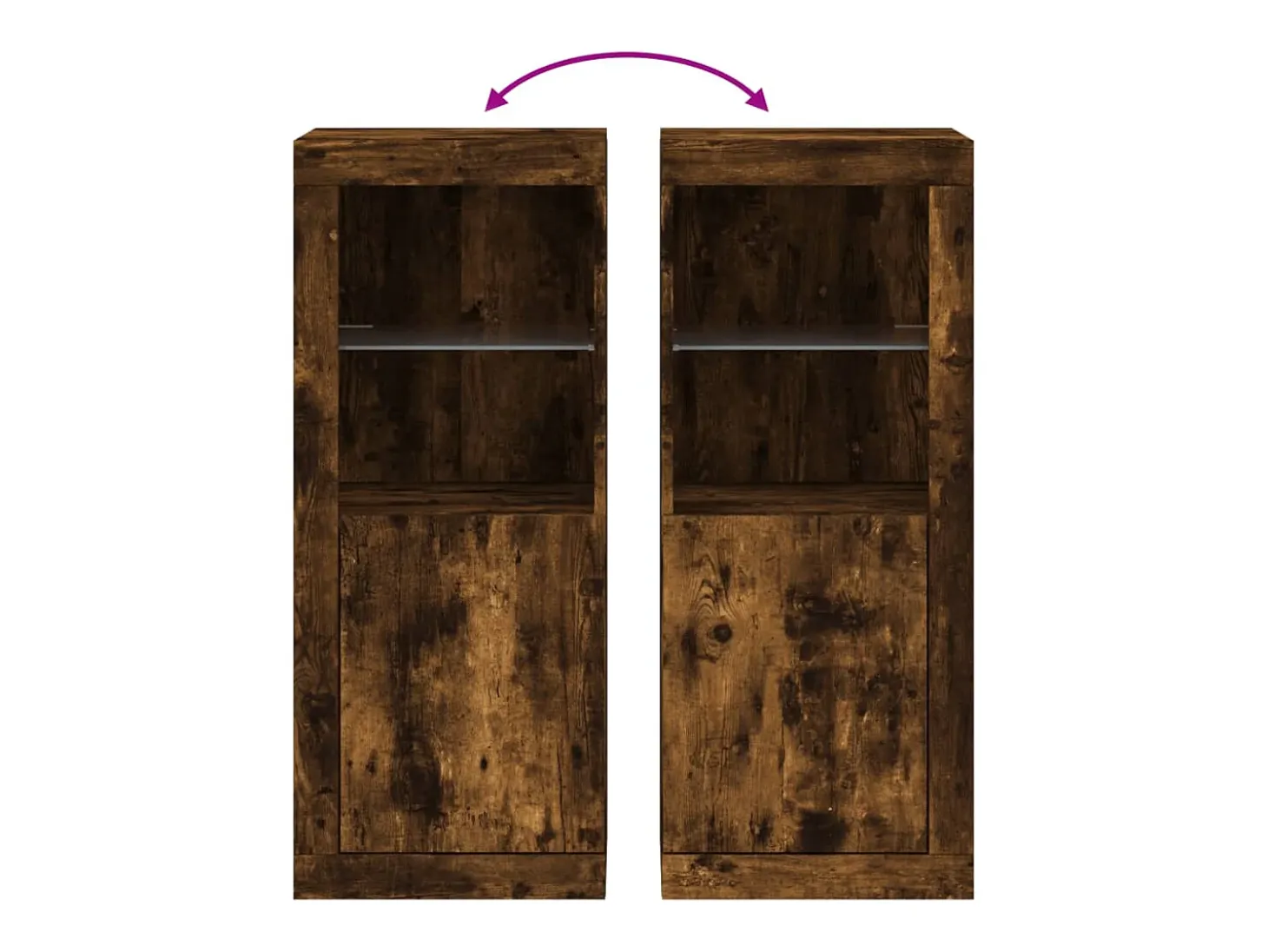 Aparador cómoda cómoda armario mueble organizador cocina salón salón con luces LED 41 x 37 x 100 cm marrón 02_0029883