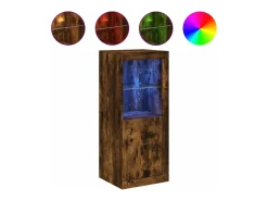 Aparador cómoda cómoda armario mueble organizador cocina salón salón con luces LED 41 x 37 x 100 cm marrón 02_0029883