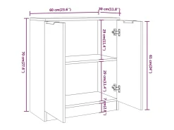 Aparador cómoda cómoda armario unidad de almacenamiento organizador cocina salón salonsonoma 60 x 30 x 70 cm madera contrachapada gris 02_0036381
