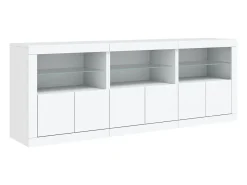 Aparador cómoda cómoda armario mueble organizador cocina salón salón con luces LED 181,5 x 37 x 67 cm blanco 02_0029840