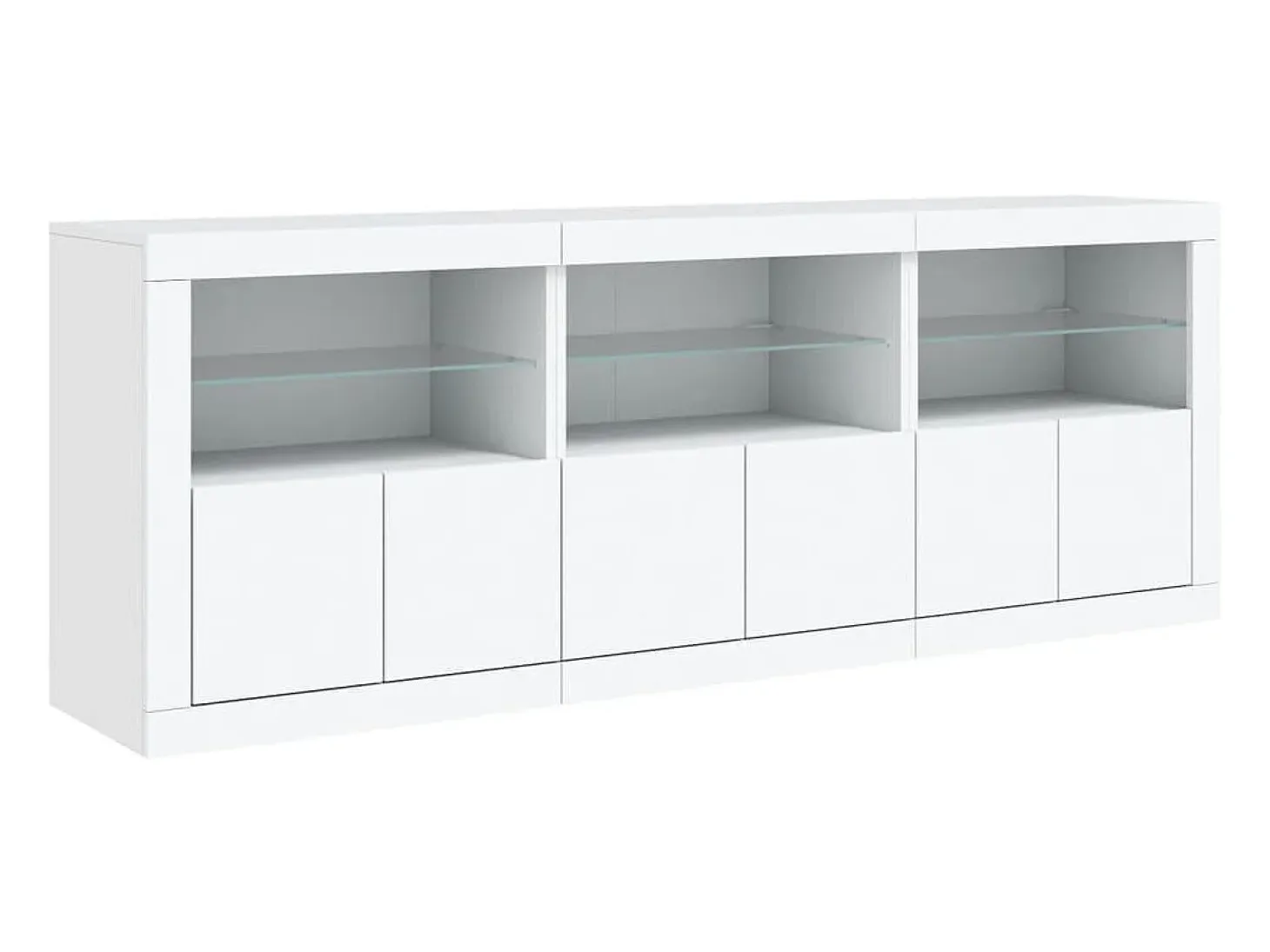 Aparador cómoda cómoda armario mueble organizador cocina salón salón con luces LED 181,5 x 37 x 67 cm blanco 02_0029840