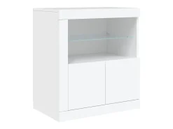 Aparador cómoda cómoda armario mueble organizador cocina salón salón con luces LED 181,5 x 37 x 67 cm blanco 02_0029840