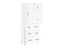 Aparador cómoda cómoda armario mueble organizador cocina salón salón alto 69,5 x 34 x 180 cm madera contrachapada blanco 02_0032573