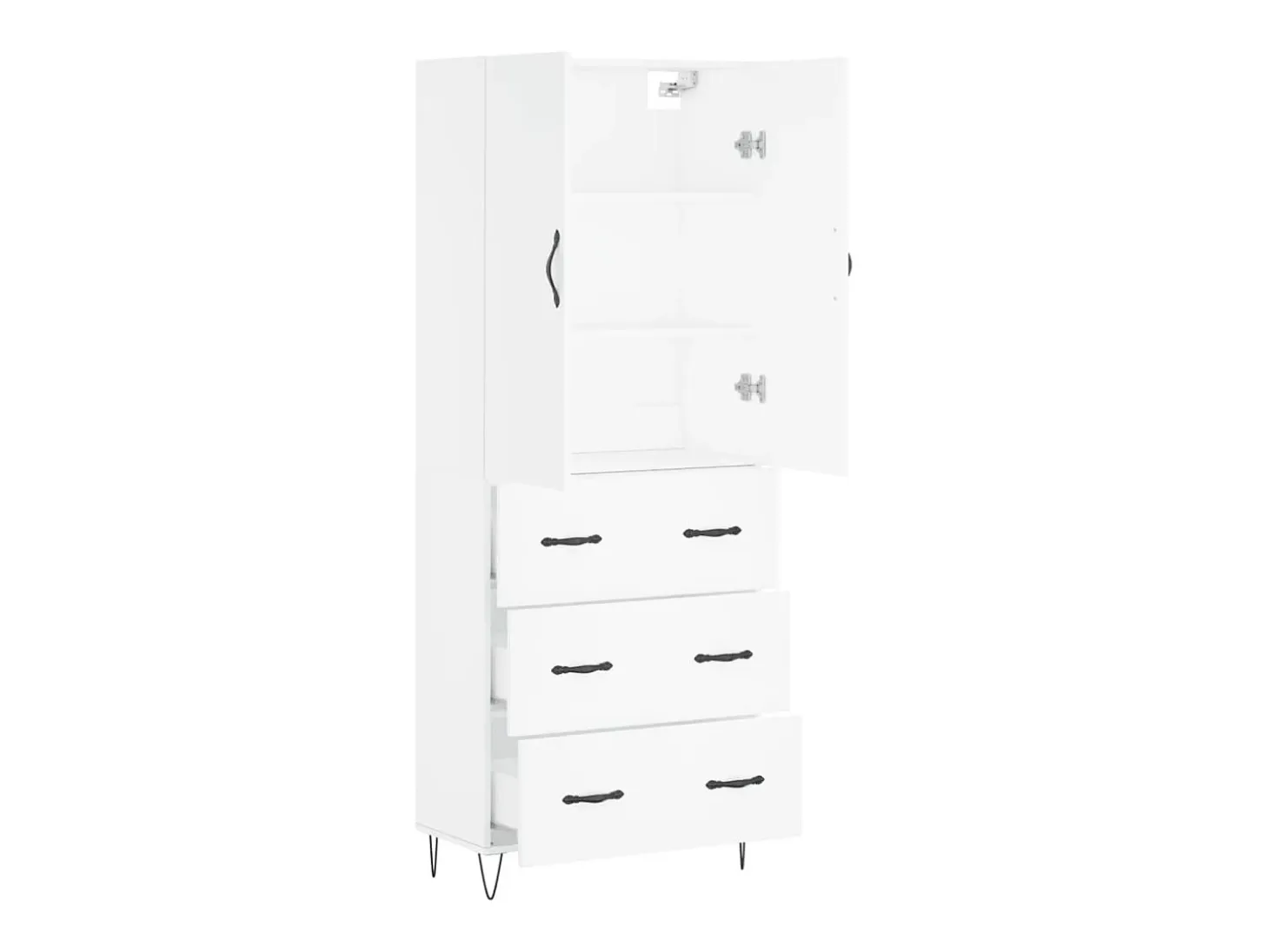 Aparador cómoda cómoda armario mueble organizador cocina salón salón alto 69,5 x 34 x 180 cm madera contrachapada blanco 02_0032573