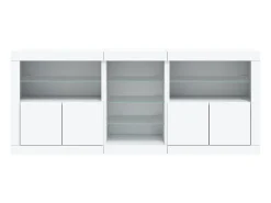 Aparador cómoda cómoda armario mueble organizador cocina salón salón con luces LED 162 x 37 x 67 cm blanco 02_0029833