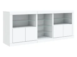 Aparador cómoda cómoda armario mueble organizador cocina salón salón con luces LED 162 x 37 x 67 cm blanco 02_0029833